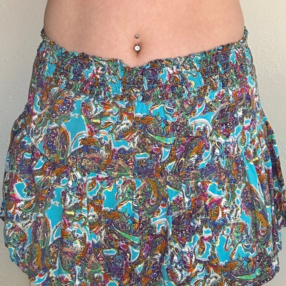 Target Blue and Purple Smocked Bubble Mini Skirt